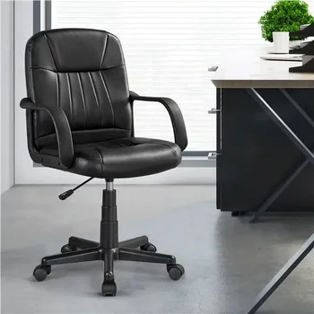 Офисное кресло SMILE MART из искусственной кожи с регулируемым поворотом, черный