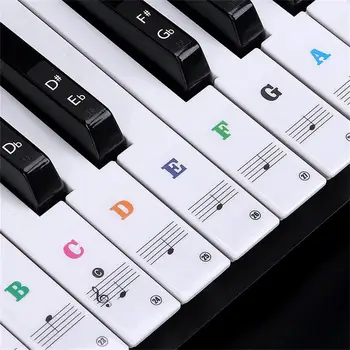 Красочные наклейки для фортепианных нот, Прозрачная Нано-Съемная Музыкальная наклейка, Ноты, Наклейка для клавиатуры пианино, Аксессуары для установки