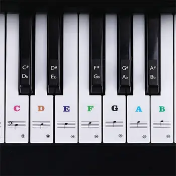Красочные наклейки для фортепианных нот, Прозрачная Нано-Съемная Музыкальная наклейка, Ноты, Наклейка для клавиатуры пианино, Аксессуары для установки