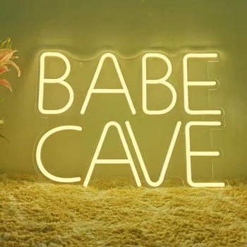 Светодиодная неоновая вывеска Babe Cave, акриловая неоновая вывеска, USB-диммер для дома, спальни, игрушек, декора стен в игровой комнате, Светящаяся вывеска