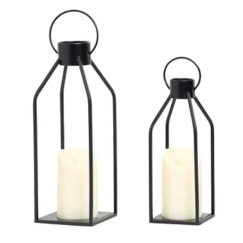 2 комплекта свечей-фонарей Черные Декоративные фонари с мерцающим светодиодом Для внутреннего и наружного домашнего декора