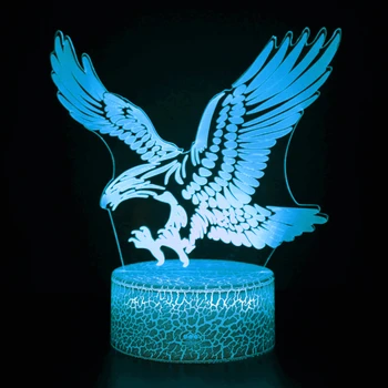 Ночной орел 3D Иллюзия Ночник для спальни 3D Светодиодный ночник для детей Рождественский подарок USB Акриловые настольные лампы Изменение цвета