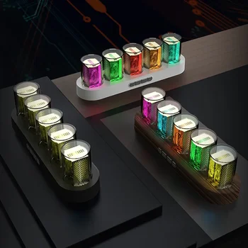 Креативный цифровой RGB ночник Ретро Nixie Ламповые часы Светящиеся Трубки Аналоговые Часы Изысканное Украшение рабочего стола Новое Освещение