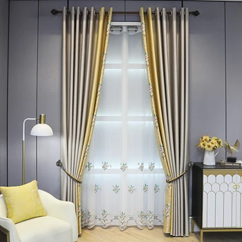 Новые роскошные шторы для гостиной и спальни в китайском стиле, высокоточная плотная ткань, вышивка, атмосферные шторы для сращивания