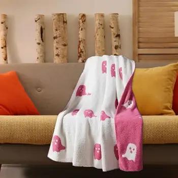 Одеяла и накидки на Хэллоуин, Розовое одеяло с рисунком Призрака, Двустороннее согревающее одеяло для взрослых и детей, принадлежности для Хэллоуина