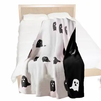 Одеяла и накидки на Хэллоуин, Розовое одеяло с рисунком Призрака, Двустороннее согревающее одеяло для взрослых и детей, принадлежности для Хэллоуина