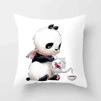 Прекрасная наволочка с изображением мультяшной панды в виде животного, домашний диван, Автомобильная кровать, подушка для изголовья, чехол для подушки 45 * 45 см