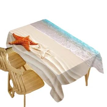 Морские раковины, Пляжная водонепроницаемая скатерть, украшения для праздничных вечеринок, Прямоугольное покрытие стола для кухни, Декор стола в столовой