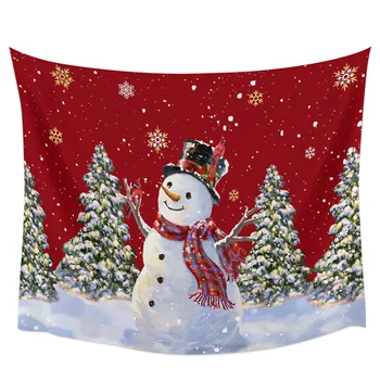 Рождественский Снеговик, Гобелен со снежинками, настенный гобелен в стиле бохо, Рождественский Декор для спальни, гостиной, Подвесная ткань