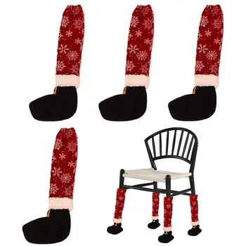 Рождественские Носки для ножек стула, 4 шт, Защита для пола, Чулки для эльфийских стульев, Чехлы для обеденных стульев, Противоскользящие Регулируемые мебельные носки