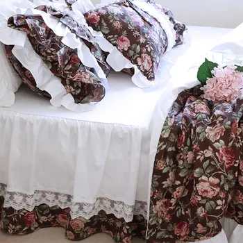Романтический комплект постельного белья fairyfair с оборками и цветочным рисунком для девочки, полная королева, винтажный хлопковый домашний текстиль, покрывало, наволочка, пододеяльник