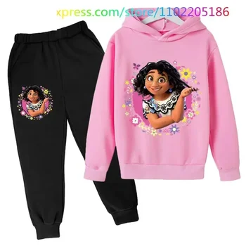 Детская толстовка с капюшоном encanto- Одежда для маленьких девочек, толстовки Mirabel, штаны, комплекты из 2 предметов, милый детский костюм, детские спортивные костюмы