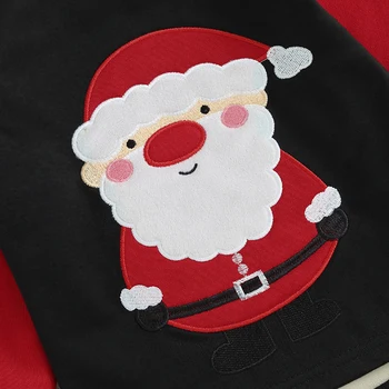 2 шт. Детские рождественские наряды, свитшоты с вышивкой Санта Клауса, комплект штанов для малышей, теплая одежда