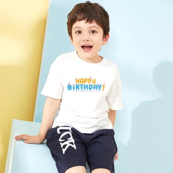 Футболки для мальчиков, наряды на день рождения, детская футболка для малышей, белая хлопковая футболка для мальчиков и девочек, топы для подростков, летняя одежда, футболка