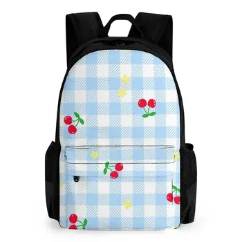Рюкзак в синюю клетку с карманом, плечевые ремни для рюкзака, рюкзак большой емкости, полосатый рюкзак для мальчика 42x30,5 см