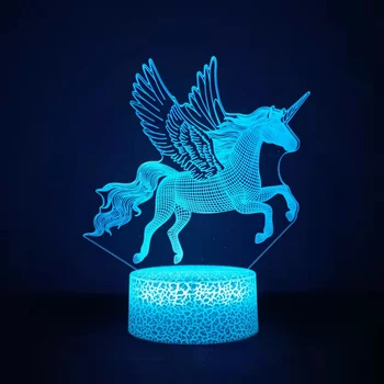 Аниме 3D светодиодный ночник с единорогом для детей Подарки Игрушки Лампа с единорогом 16 цветов меняются с пульта дистанционного управления Подарок на День Святого Валентина День рождения