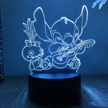 Фигурка Диснея из мультфильма 3D Light для детей, 7 цветов, светодиодный ночник, USB настольная лампа для украшения спальни, Рождественский подарок
