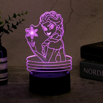 Фигурка Диснея из мультфильма 3D Light для детей, 7 цветов, светодиодный ночник, USB настольная лампа для украшения спальни, Рождественский подарок