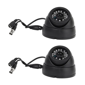 2x Черная камера видеонаблюдения PAL 1/3 Дюйма CMOS 700TVL 24 LED IR Cut 3,6 Мм Внутренняя Купольная камера видеонаблюдения