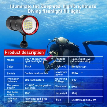 Профессиональная подводная 27 светодиодная лампа для фотосъемки Highlight Lamp 20000 люмен Фонарик для дайвинга 100 м Водонепроницаемый фонарик для видеокамеры