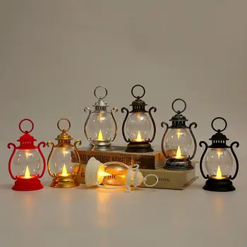 Винтажный подвесной светильник, маленькая масляная лампа со светодиодной подсветкой на батарейках, Портативный фонарь для рыбалки, палатка, Туристическое снаряжение, светильники для домашнего декора