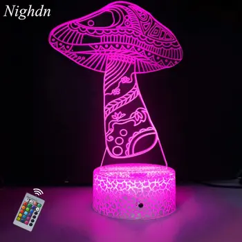Nighdn 3D Грибная Лампа USB Led Ночник для Ребенка Прикроватные Лампы 7 Цветов Меняющий Ночник На День Рождения Рождественские Подарки для Детей