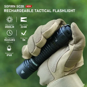 Sofirn SC28 Перезаряжаемый Фонарик Мощный Тактический XHP50B HD EDC Torch Light 2800 Люмен Фонарь IPX8 для Охоты Рыбалки